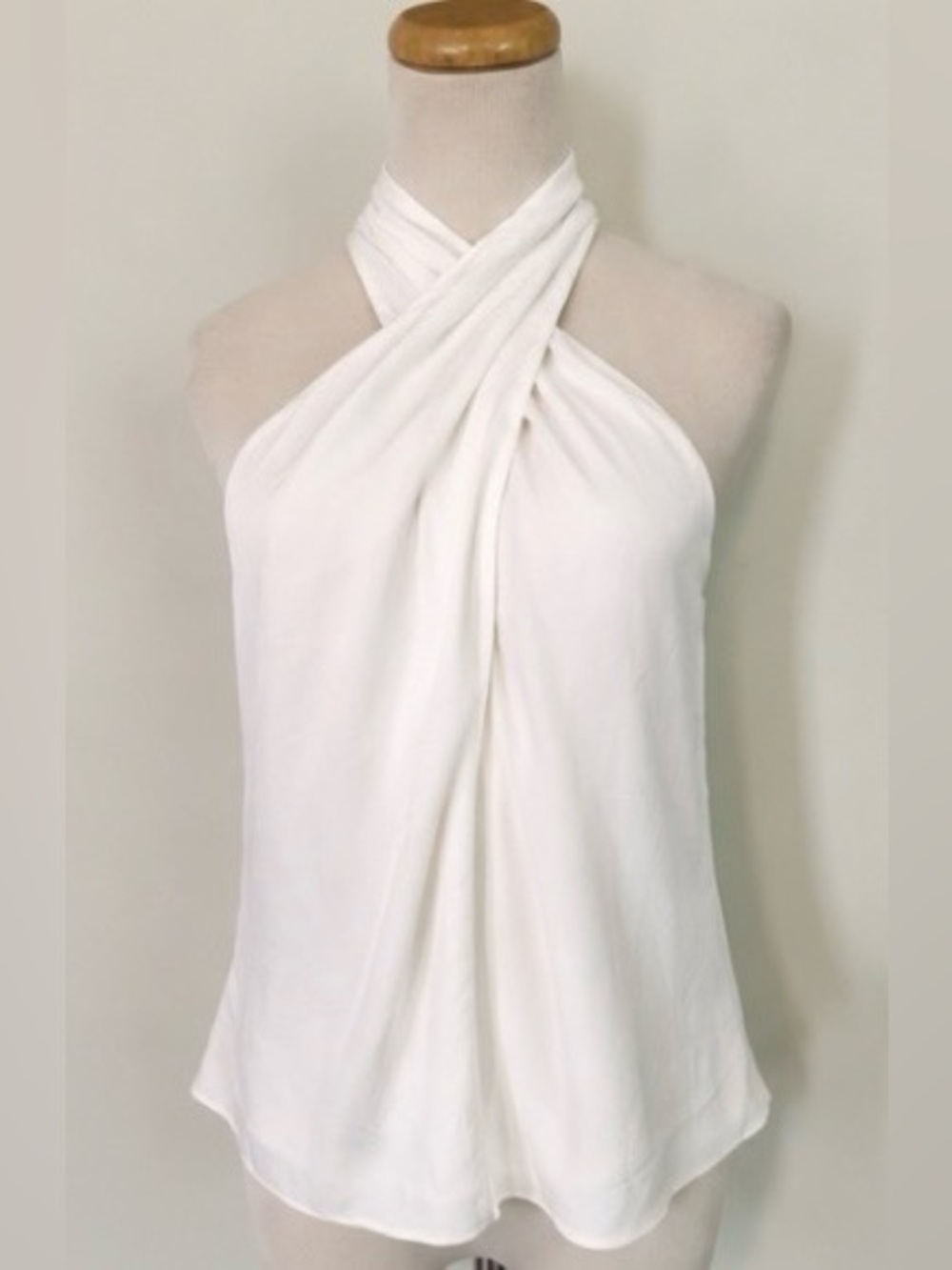 [Theory] White Washed Twill Cross Front Halter Top Size Small